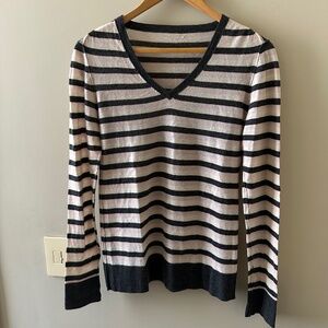 Malika V-Neck Cashmere Sweater - Striped Pattern